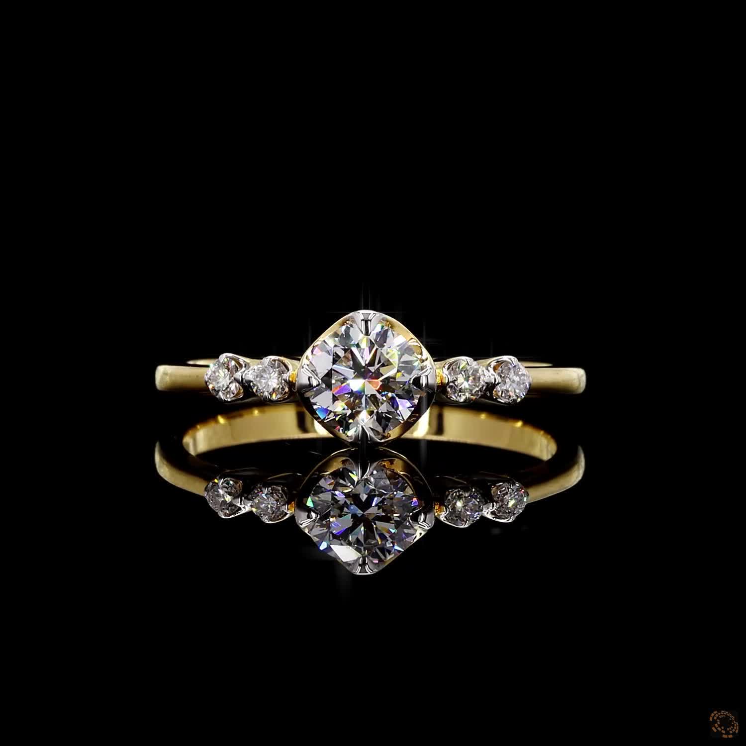 Yellow gold lab grown diamond ring 0.61 carat round cut